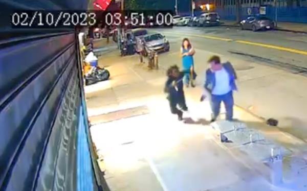 The suspect chases Carson down with a knife in the random and brutal attack in Brooklyn early Mo<em></em>nday morning
