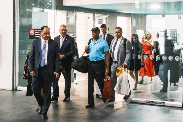 Mayor Eric Adams arrives at the CDMX Internatio<em></em>nal Airport in Mexico City