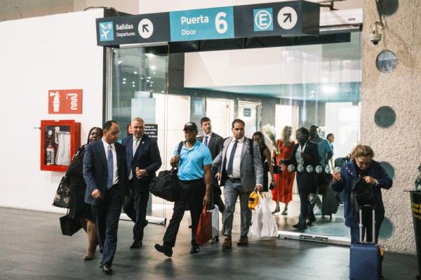 Mayor Eric Adams arrives at the CDMX Internatio<em></em>nal Airport in Mexico City