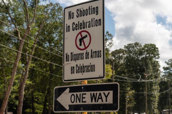 "No Shooting in Celebration" sign in co<em></em>lony Ridge.