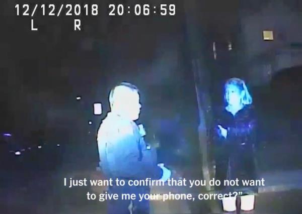 A screengrab from officer bodycam footage after Arslanian's accident. 