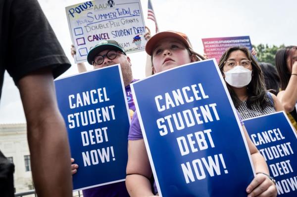 Students protest the Supreme Court's ruling against President Joe Biden's student-debt relief program. 